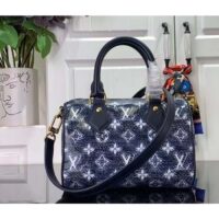 Louis Vuitton Women LV Speedy Bandouliere 20 Handbag Blue Monoglam Coated Canvas (2)