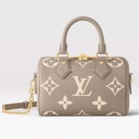 Louis Vuitton Women LV Speedy Bandouliere 20 Handbag Gray Beige Monogram Empreinte Embossed Cowhide (1)