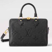 Louis Vuitton Women Speedy Bandoulière 25 Handbag Black Embossed Supple Grained Cowhide Leather (5)