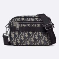 Dior Unisex CD Mini Safari Bag Strap Beige Black Dior Oblique Jacquard (1)