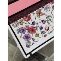 Dior Women CD Large Book Tote White Multicolor Florilegio Embroidery (8)