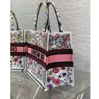 Dior Women CD Medium Book Tote White Multicolor Florilegio Embroidery (6)