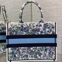 Dior Women CD Medium Book Tote White Multicolor Flowers Constellation Embroidery (10)