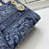 Dior Women CD Medium Lady D-Lite Bag Denim Blue Toile De Jouy Embroidery (1)