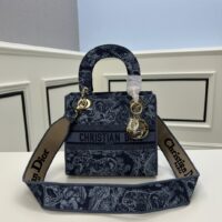 Dior Women CD Medium Lady D-Lite Bag Denim Blue Toile De Jouy Embroidery (1)