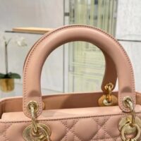 Dior Women CD Medium Lady Dior Bag Sand Pink Cannage Lambskin (3)