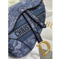 Dior Women CD Saddle Bag Denim Blue Albero Della Vita Embroidery (3)