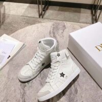 Dior Women CD Shoes Dior Star High-Top Sneaker White Calfskin Suede (1)