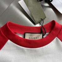 Gucci Men GG Cotton Jersey T-Shirt Red Off White Medium Crewneck Raglan Sleeves (11)