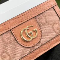 Gucci Unisex Ophidia GG Card Case Wallet Pink Canvas Leather Double G Four Card Slots (10)