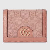 Gucci Unisex Ophidia GG Card Case Wallet Pink Canvas Leather Moiré Lining Double G (7)