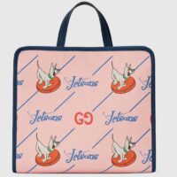 Gucci Unisex Printed Tote Bag GG The Jetsons Print Pink Blue Supreme Canvas (6)