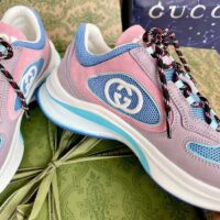 Gucci Unisex Run Sneaker Lilac Light Pink Suede Interlocking G Bi-Color Rubbe Low Heel (4)