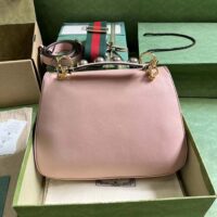 Gucci Women Blondie Top Handle Bag Light Pink Leather Round Interlocking G (9)