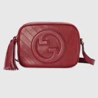 Gucci Women GG Blondie Small Shoulder Bag Red Leather Round Interlocking G (8)