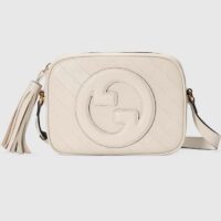 Gucci Women GG Blondie Small Shoulder Bag White Leather Round Interlocking G (10)