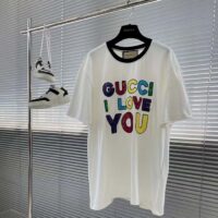 Gucci Women GG Cotton Jersey T-Shirt Embroidery Off White Crewneck Short Sleeves (11)