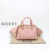 Gucci Women GG Matelassé Handbag Pink GG Leather Double G Zip Closure (7)