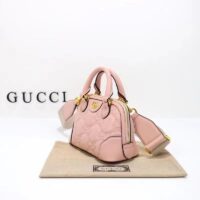 Gucci Women GG Matelassé Handbag Pink GG Leather Double G Zip Closure (7)