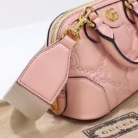 Gucci Women GG Matelassé Handbag Pink GG Leather Double G Zip Closure (7)