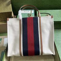 Gucci Women GG Medium Interlocking G Tote Bag White Cotton Canvas (1)