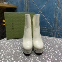 Gucci Women Platform GG Studs White Leather Spool High 11.4 CM Heel (3)