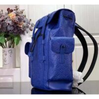 Louis Vuitton LV Unisex Christopher MM Backpack Racing Blue Embossed Taurillon Monogram Cowhide Leather (8)