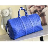 Louis Vuitton LV Unisex Keepall Bandoulière 50 Racing Blue Embossed Taurillon Monogram Cowhide Leather (1)