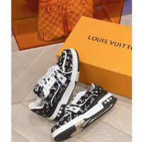 Louis Vuitton LV Unisex LV Trainer Sneaker Black Monogram Textile Rubber Outsole (8)