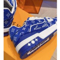 Louis Vuitton LV Unisex LV Trainer Sneaker Blue Monogram Textile Rubber Outsole (11)