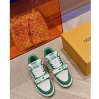 Louis Vuitton LV Unisex LV Trainer Sneaker Green Monogram Denim Rubber Outsole (11)