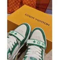 Louis Vuitton LV Unisex LV Trainer Sneaker Green Monogram Denim Rubber Outsole (11)