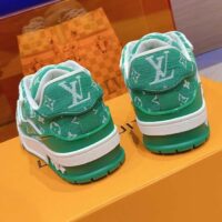 Louis Vuitton LV Unisex LV Trainer Sneaker Green Monogram Textile Rubber Outsole (4)