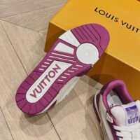 Louis Vuitton LV Unisex LV Trainer Sneaker Purple Monogram Denim Rubber Outsole (13)