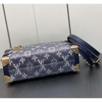 Louis Vuitton LV Unisex Side Trunk Blue Monogram Coated Canvas Cowhide Leather (2)