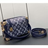 Louis Vuitton LV Unisex Side Trunk Blue Monogram Coated Canvas Cowhide Leather (2)