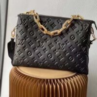 Louis Vuitton LV Women Coussin MM Handbag Black Monogram Embossed Puffy Lambskin (9)