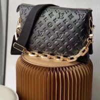 Louis Vuitton LV Women Coussin MM Handbag Black Monogram Embossed Puffy Lambskin (9)