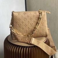 Louis Vuitton LV Women Coussin PM Handbag Camel Monogram Embossed Puffy Lambskin Calfskin Leather (8)