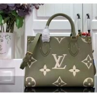 Louis Vuitton LV Women Onthego PM Light Khaki Cream Monogram Empreinte Embossed Grained Cowhide Leather (1)