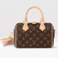 Louis Vuitton LV Women Speedy Bandoulière 20 Handbag Pink Orange Monogram Coated Canvas (1)