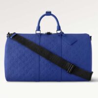 Louis Vuitton Unisex LV Keepall Bandoulière 50 Racing Blue Embossed Taurillon Monogram Cowhide Leather (8)