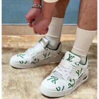 Louis Vuitton Unisex LV Trainer Sneaker Green Mix Sustainable Materials Recycled Polyester (8)