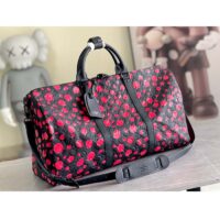 Louis Vuitton Unisex LV x YK Bandoulière Keepall 50 Black Red Taurillon Monogram Cowhide Infinity Dots (2)