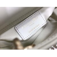 Dior Women CD Mini Lady Bag Latte Crinkle-Effect Lambskin White Resin Half-Pearl Cannage (1)