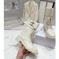 Dior Women CD Shoes D-Trap Ankle Boot White Calfskin Shearling (2)