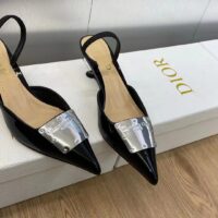 Dior Women Shoes CD La Parisienne Dior Slingback Pump Black Patent Calfskin (13)