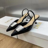 Dior Women Shoes CD La Parisienne Dior Slingback Pump Black Patent Calfskin (13)