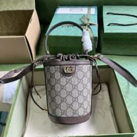 Gucci GG Unisex Ophidia Mini Bucket Bag Beige Ebony GG Supreme Double G (3)