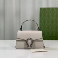 Gucci GG Women Dionysus Mini Top Handle Bag White Leather Crystal Hardware Tiger Head Closure (4)